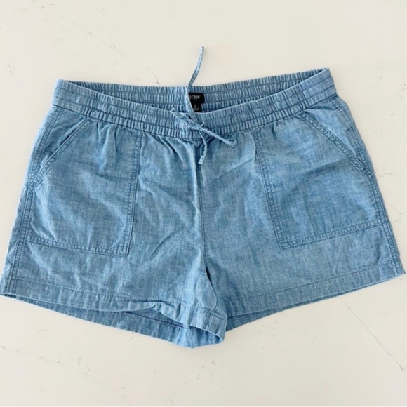 J.CREW Seaside Chambray Blue Elasticized Waist Short Women’s Size M - Picture 4 of 9